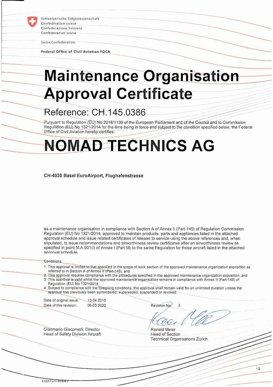 Nomad Technics receives EASA Part-145 Line Maintenance Approval for Airbus A320 family